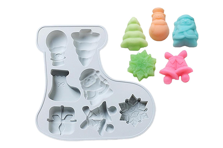 Molde silicona para horno figuras navidad calcetín, muñeco